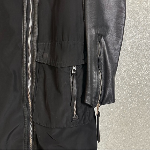 Rudsak Moira Black Belted Trench Coat Size S | Luxe Leather Layers Sleeves - Picture 5 of 11